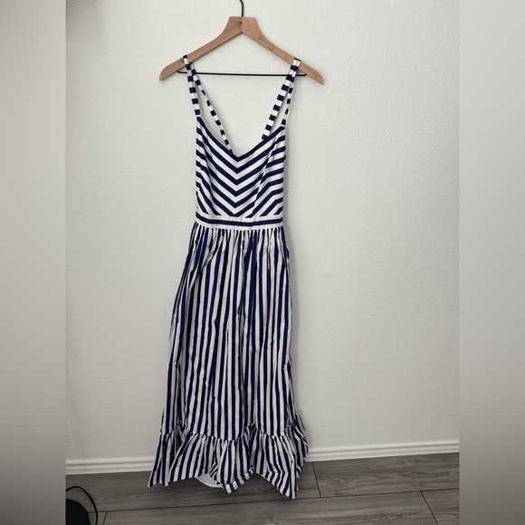 J.Crew Stripe Ruffle Cotton Maxi Dress - 10 - Picture 3 of 12